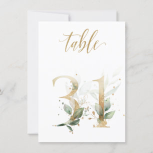 Aquarellgrün und Goldfolien, Tischnummer 31