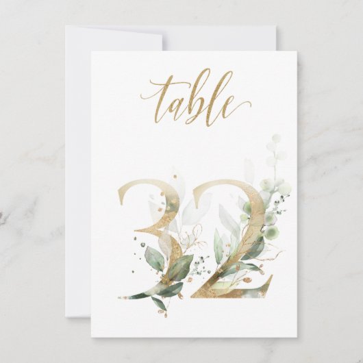 Aquarellgrün und Goldfolien, Tischnummer 32 (Vorderseite)