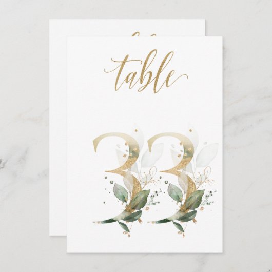 Aquarellgrün und Goldfolien, Tischnummer 33 (Vorne/Hinten)