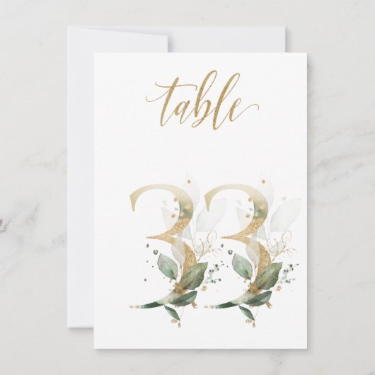 Aquarellgrün und Goldfolien, Tischnummer 33 (Rückseite)