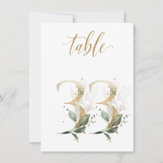 Aquarellgrün und Goldfolien, Tischnummer 33 (Vorderseite)