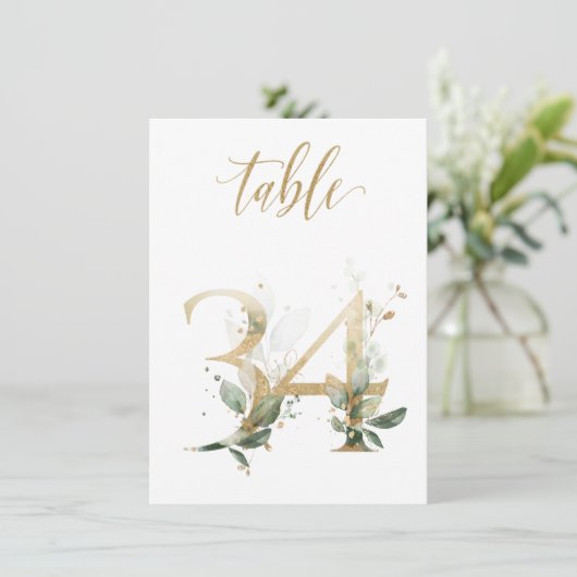Aquarellgrün und Goldfolien, Tischnummer 34 (Stehend Vorderseite)