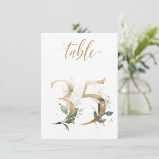 Aquarellgrün und Goldfolien, Tischnummer 35 (Stehend Vorderseite)