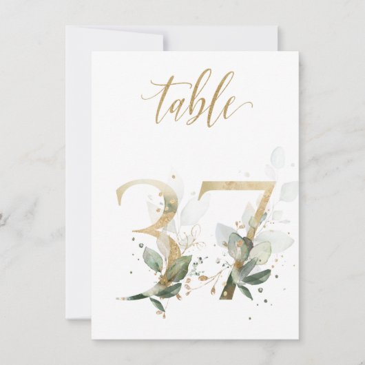 Aquarellgrün und Goldfolien, Tischnummer 37 (Vorderseite)