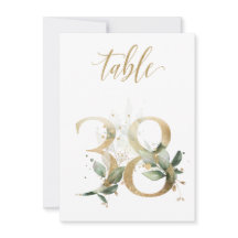 Aquarellgrün und Goldfolien, Tischnummer 38