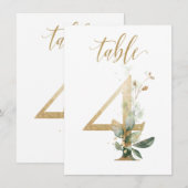 Aquarellgrün und Goldfolien, Tischnummer 4 (Vorne/Hinten)