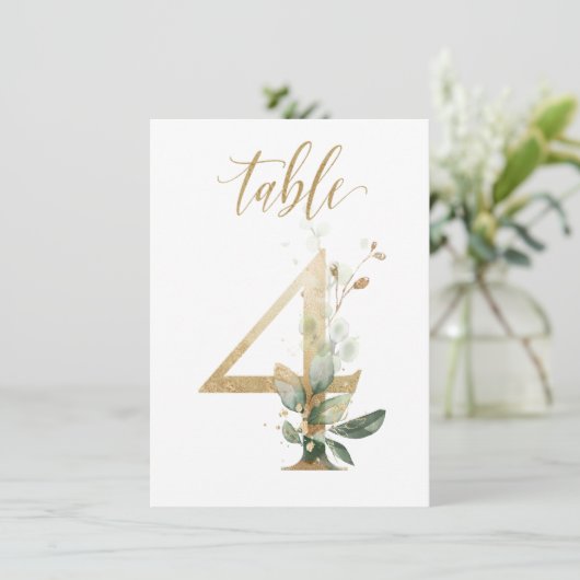 Aquarellgrün und Goldfolien, Tischnummer 4 (Stehend Vorderseite)