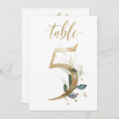 Aquarellgrün und Goldfolien, Tischnummer 5 (Vorne/Hinten)