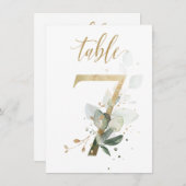 Aquarellgrün und Goldfolien, Tischnummer 7 (Vorne/Hinten)