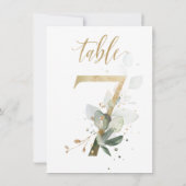 Aquarellgrün und Goldfolien, Tischnummer 7 (Rückseite)