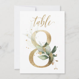 Aquarellgrün und Goldfolien, Tischnummer 8