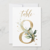 Aquarellgrün und Goldfolien, Tischnummer 8 (Rückseite)