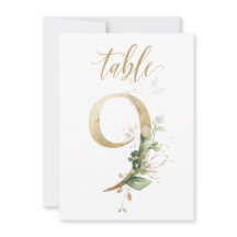 Aquarellgrün und Goldfolien, Tischnummer 9