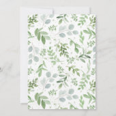 Aquarellgrün und weiße Blume Gold Save The Date (Rückseite)