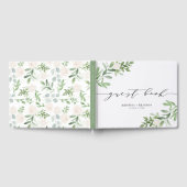 Aquarellgrün und weiße Blume Grau Hochzeit Gästebuch (Voll)