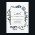 Aquarellgrün Verlasse Frauen 40. Geburtstag Einladung<br><div class="desc">Grüne Aquarell-Blätter im Boho-Stil auf der 40. Party Einladung der Weißen. Text ist vollständig anpassbar,  sodass diese Karte für jedes Alter geändert werden kann.</div>