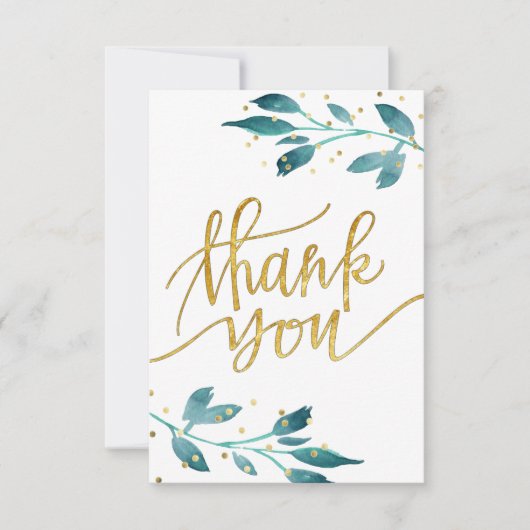 Aquarellgrün Vielen Dank Dankeskarte (Vorderseite)