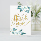 Aquarellgrün Vielen Dank Dankeskarte (Stehend Vorderseite)