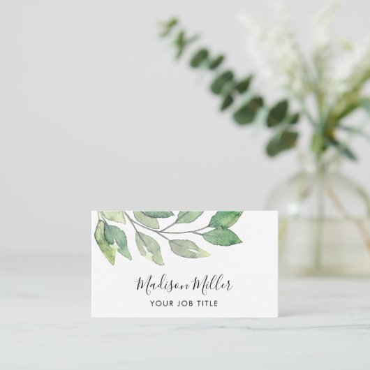 Aquarellgrün Visitenkarte (Stehend Vorderseite)