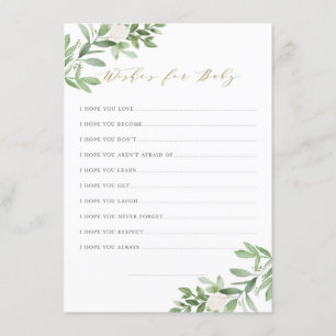 Aquarellgrün Weiße Blume Wünsche für Baby Begleitkarte
