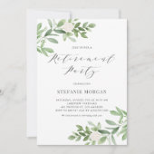 Aquarellgrün Weißes Party für Blumenruhestand Einladung (Vorderseite)