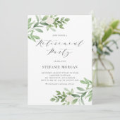 Aquarellgrün Weißes Party für Blumenruhestand Einladung (Stehend Vorderseite)
