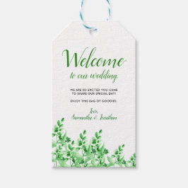 Aquarellgrün Willkommen bei unserer Hochzeit Geschenkanhänger