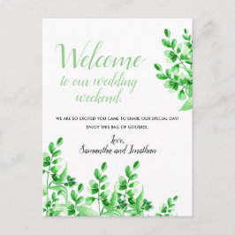 Aquarellgrün | Willkommen bei unserer Hochzeit Postkarte