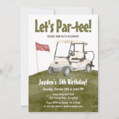 Aquarellgrün Zum Tee Golf Cart Geburtstag Einladung (Vorderseite)
