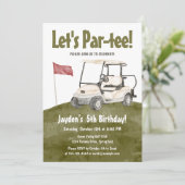 Aquarellgrün Zum Tee Golf Cart Geburtstag Einladung (Stehend Vorderseite)