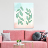 Aquarellgrüne auf einem pastellrosa Hintergrund Leinwanddruck (Insitu (Wohnzimmer))