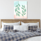 Aquarellgrüne auf einem pastellrosa Hintergrund Leinwanddruck (Insitu (Schlafzimmer))