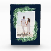 Aquarellgrüne auf Navy Blue Fotoblock (Vorderseite)