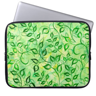 Aquarellgrüne Blätter auf einem gelb-grünen Hinter Laptopschutzhülle
