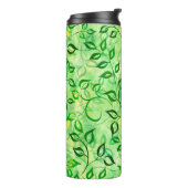 Aquarellgrüne Blätter auf einem gelb-grünen Hinter Thermosbecher (Nach links gedreht)