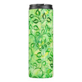 Aquarellgrüne Blätter auf einem gelb-grünen Hinter Thermosbecher (Rückseite)