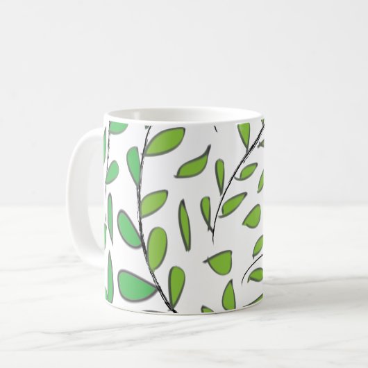 Aquarellgrüne Blätter Kaffeetasse (Vorderseite Links)