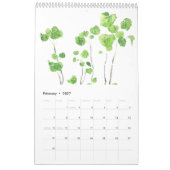 Aquarellgrüne Blätter Kalender 2024 (Feb 2027)