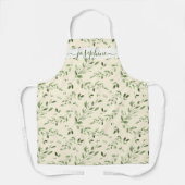 Aquarellgrüne Blätter mit hellgelber Farbe Schürze (Vorderseite)