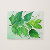 Aquarellgrüne Blätter Puzzle (Horizontal)