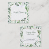 Aquarellgrüne Blätter Quadratische Visitenkarte (Vorne/Hinten)