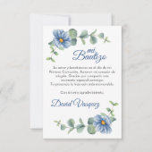 Aquarellgrüne Blätter und Blütenblumen Taufe Dankeskarte (Vorderseite)