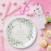 Aquarellgrüne Blumengoldbestätigung Pappteller (Party)