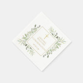 Aquarellgrüne Blumengoldbestätigung Serviette (Ecke)