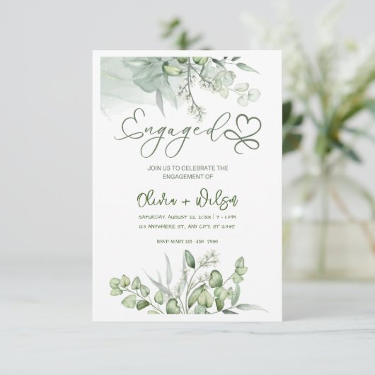 Aquarellgrüne Hochzeit speichern Sie das Datum Ein Einladung (Stehend Vorderseite)