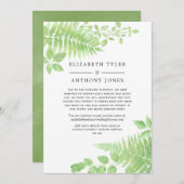 Aquarellgrüne Hochzeitsszenierung reduzierte Gäste Ankündigung (Vorne/Hinten)