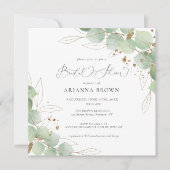 Aquarellgrüne Kalligrafie-Brautparty Einladung (Vorderseite)