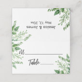 Aquarellgrüne, Lässige Handschrift Typografie Platzkarte (Außenseite Aufgefaltet)