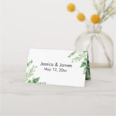 Aquarellgrüne, Lässige Handschrift Typografie Platzkarte (Rückseite)