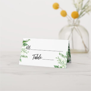 Aquarellgrüne, Lässige Handschrift Typografie Platzkarte